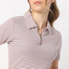 Striped Polo T-Shirt With Mock Neck Zipper