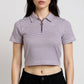 Striped Polo T-Shirt With Mock Neck Zipper