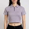 Striped Polo T-Shirt With Mock Neck Zipper