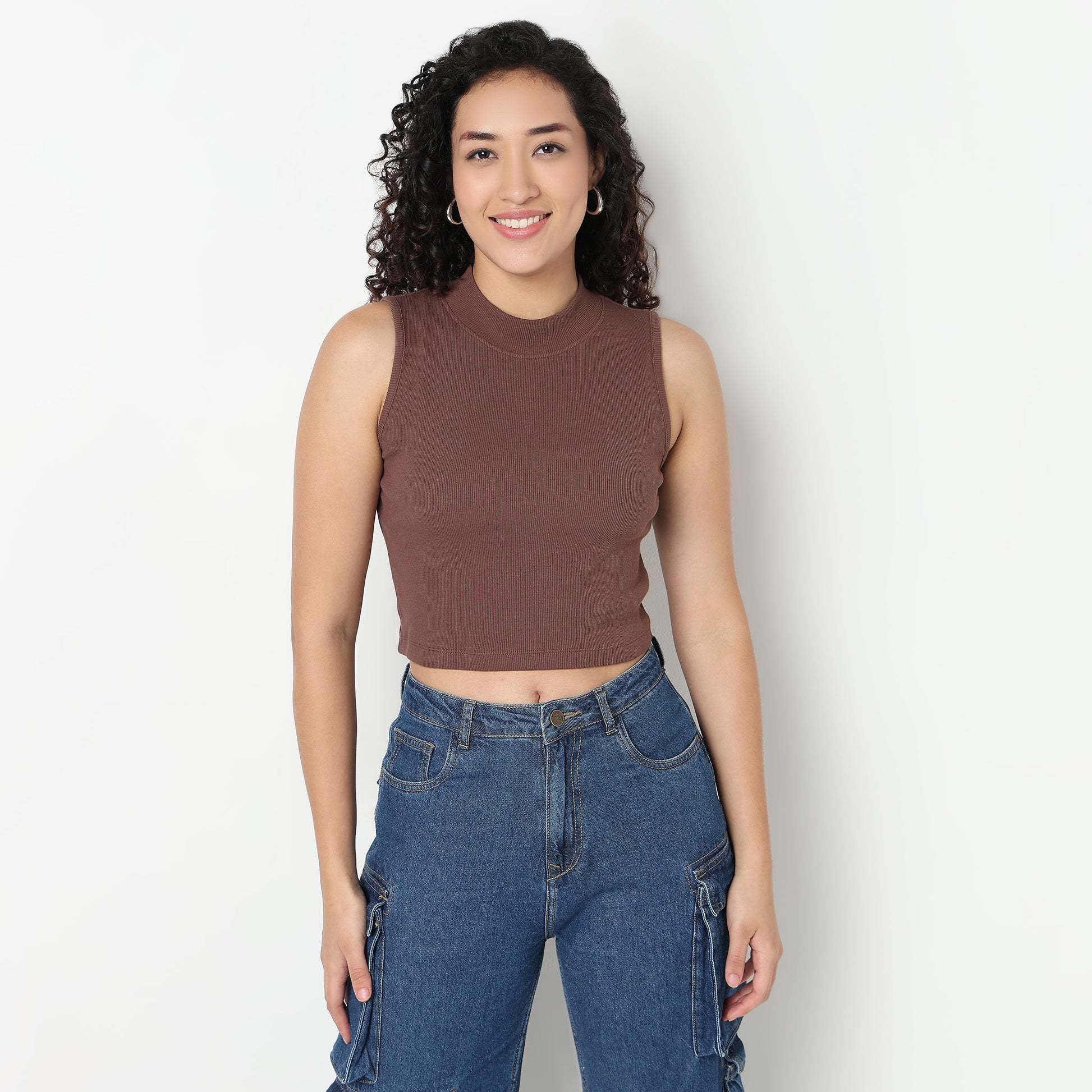 Buy Women Fitted Solid Sleeveless T-Shirt  - Style Union