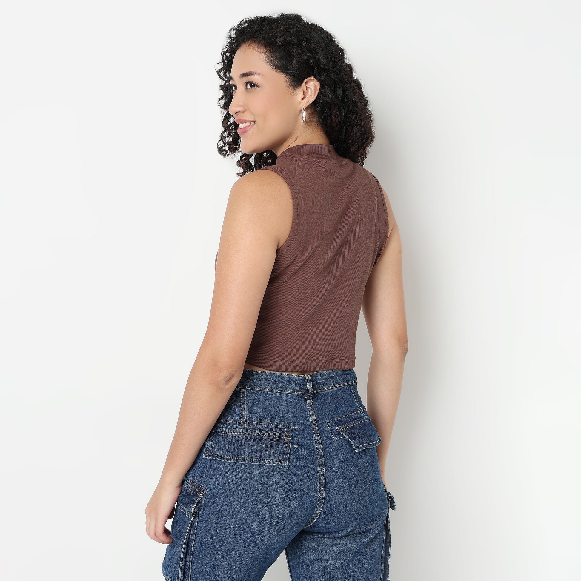 Buy Women Fitted Solid Sleeveless T-Shirt  - Style Union