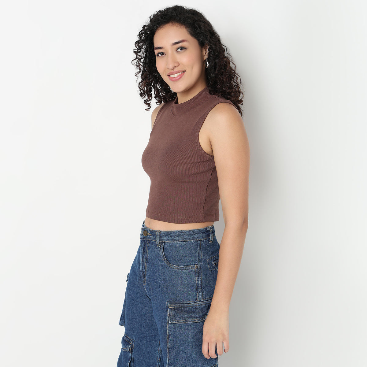 Buy Women Fitted Solid Sleeveless T-Shirt  - Style Union