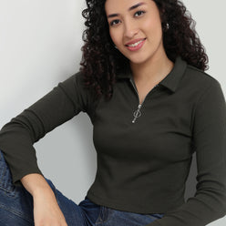 Buy Women Fitted Solid Short Sleeve T-Shirt  - Style Union