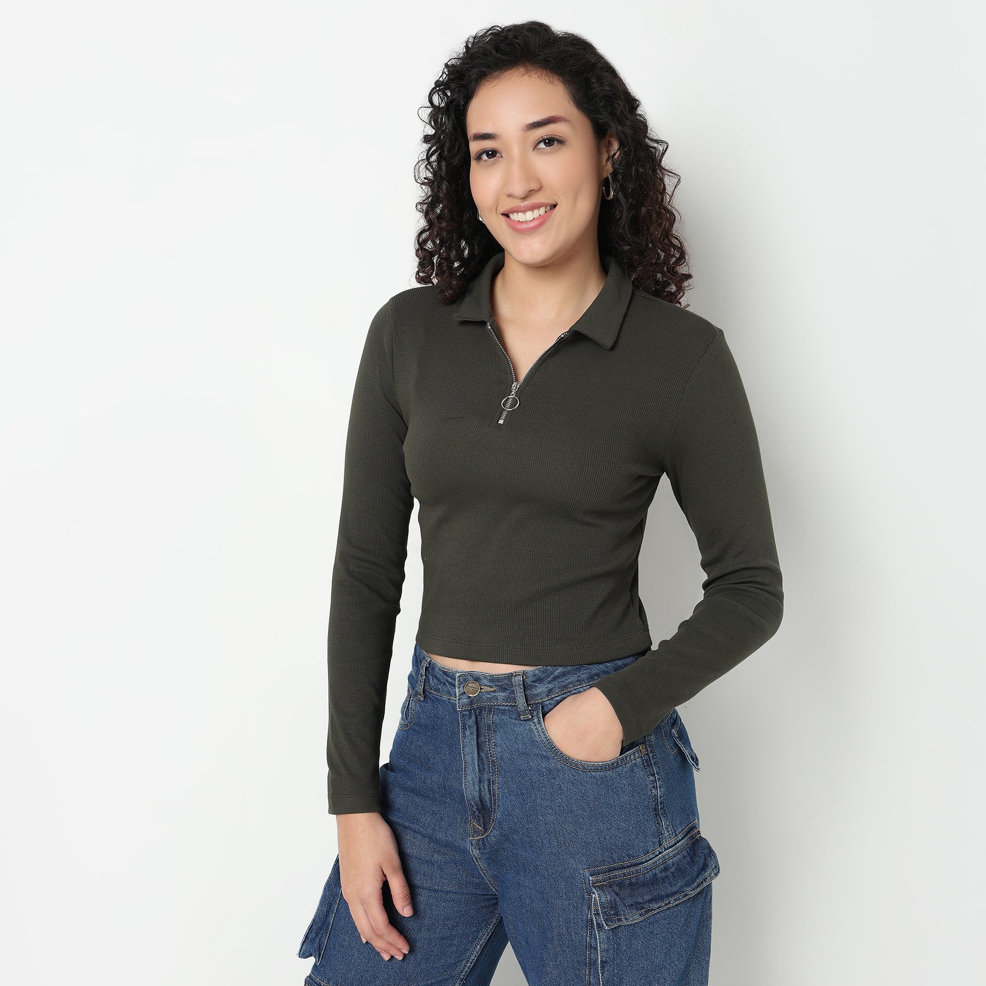 Buy Women Fitted Solid Short Sleeve T-Shirt  - Style Union