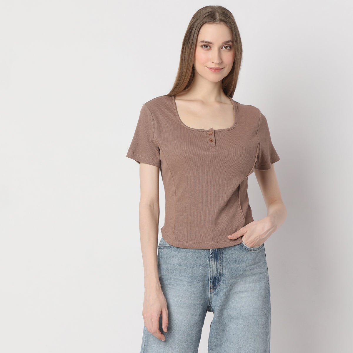 Slim Fit Solid Round Neck T-Shirt