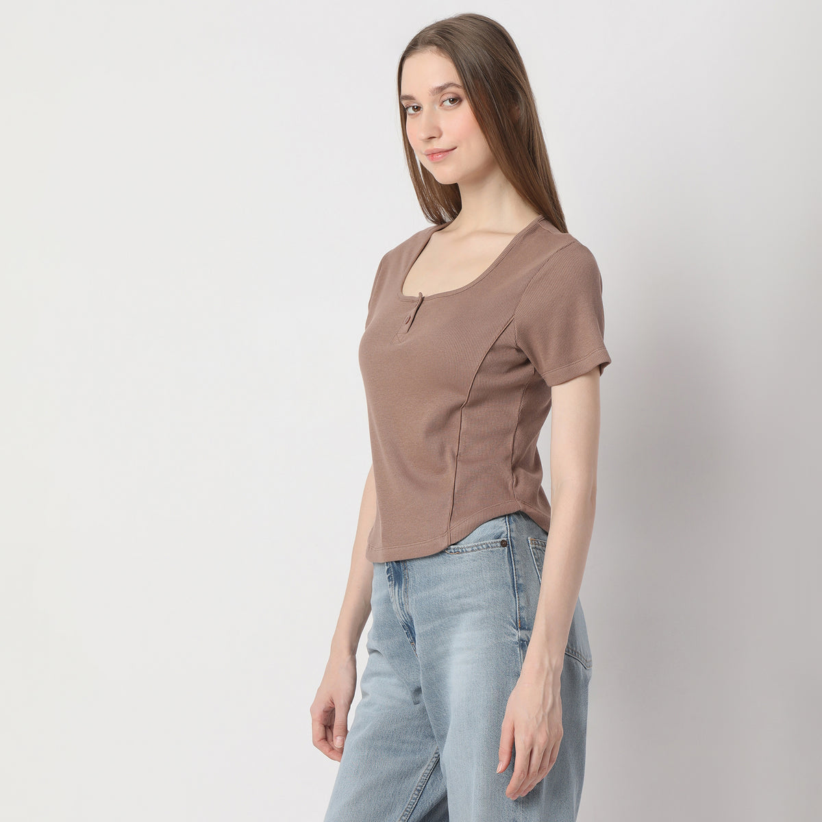 Slim Fit Solid Round Neck T-Shirt