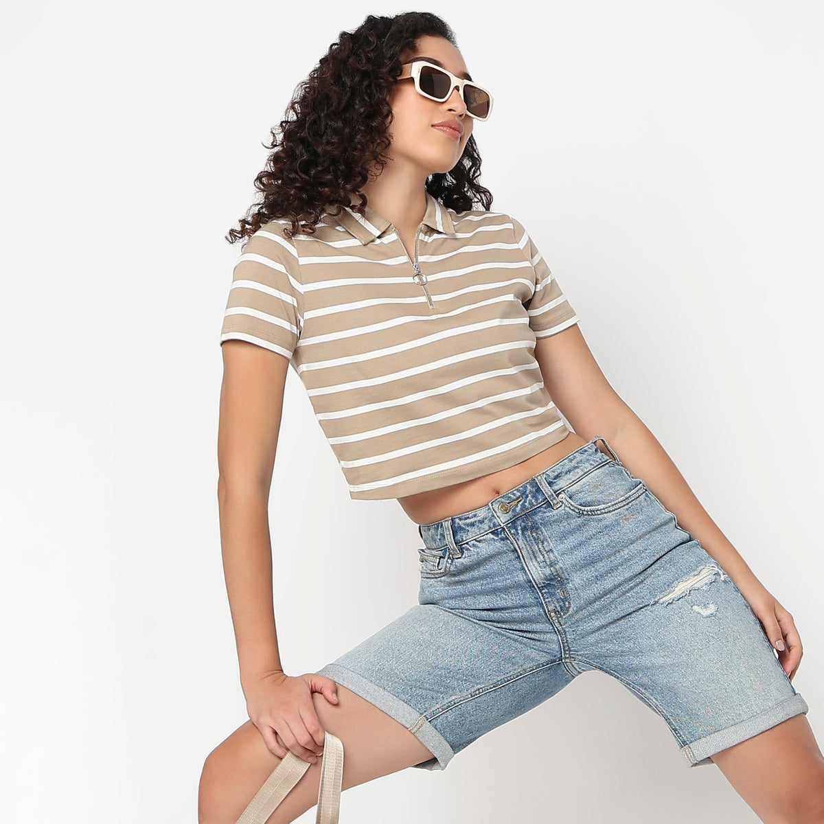 Striped Polo Neck Betty T-Shirt