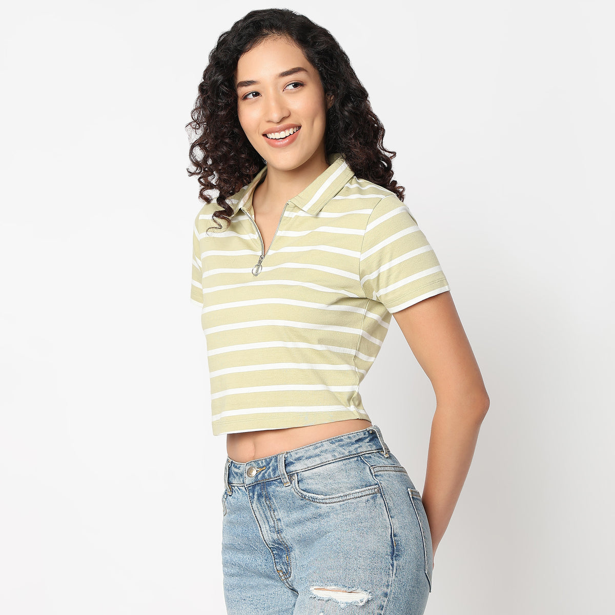 Betty Essential Polo Neck T-Shirt with Short Sleeves