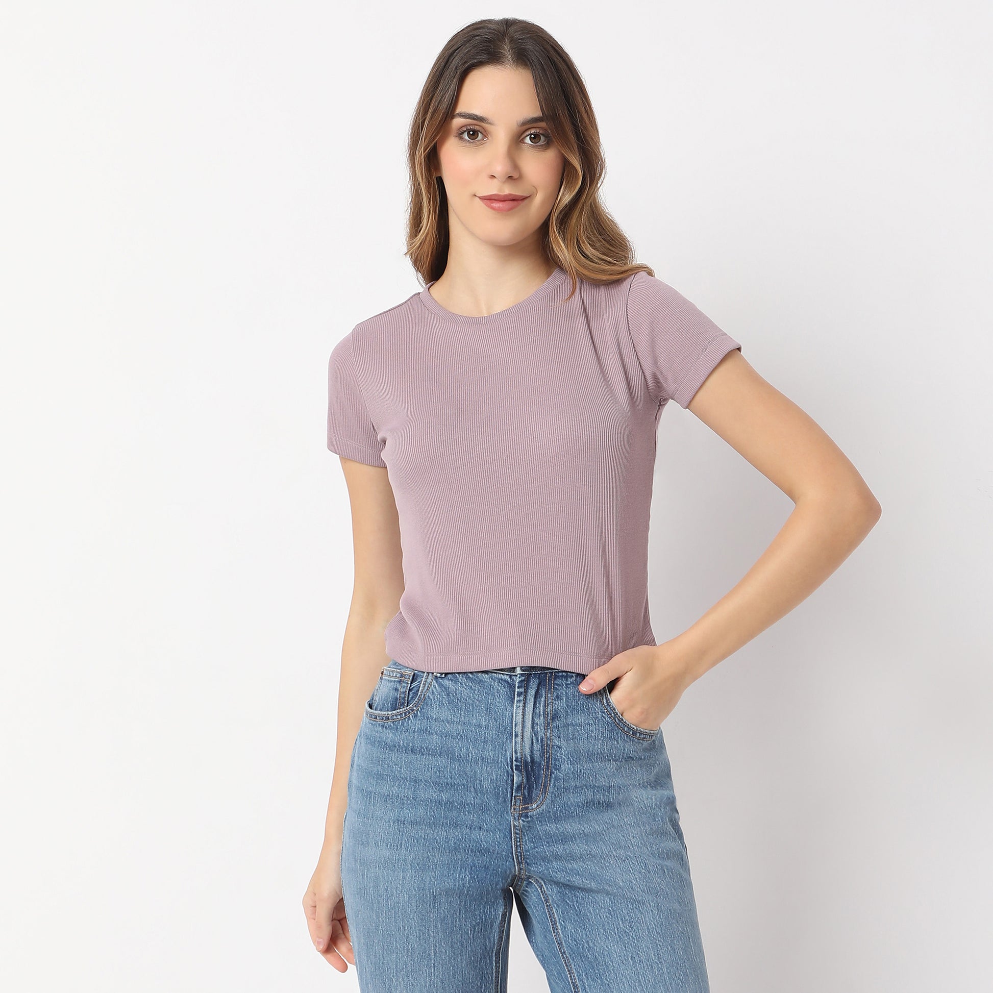 Buy Women Regular Fit Solid Short Sleeve T-Shirt  - Style Union