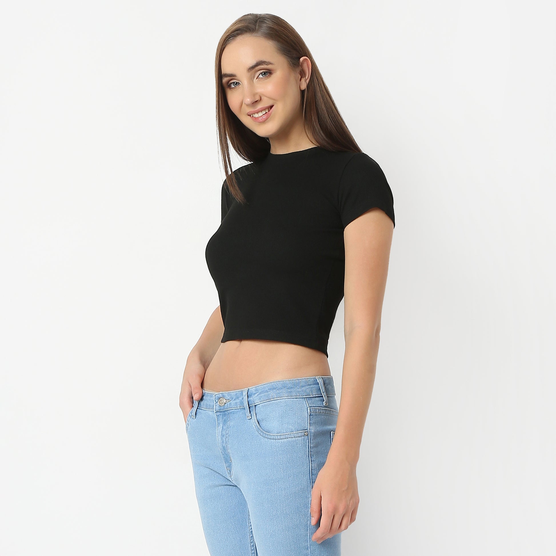 Buy Women Regular Fit Solid Short Sleeve T-Shirt  - Style Union