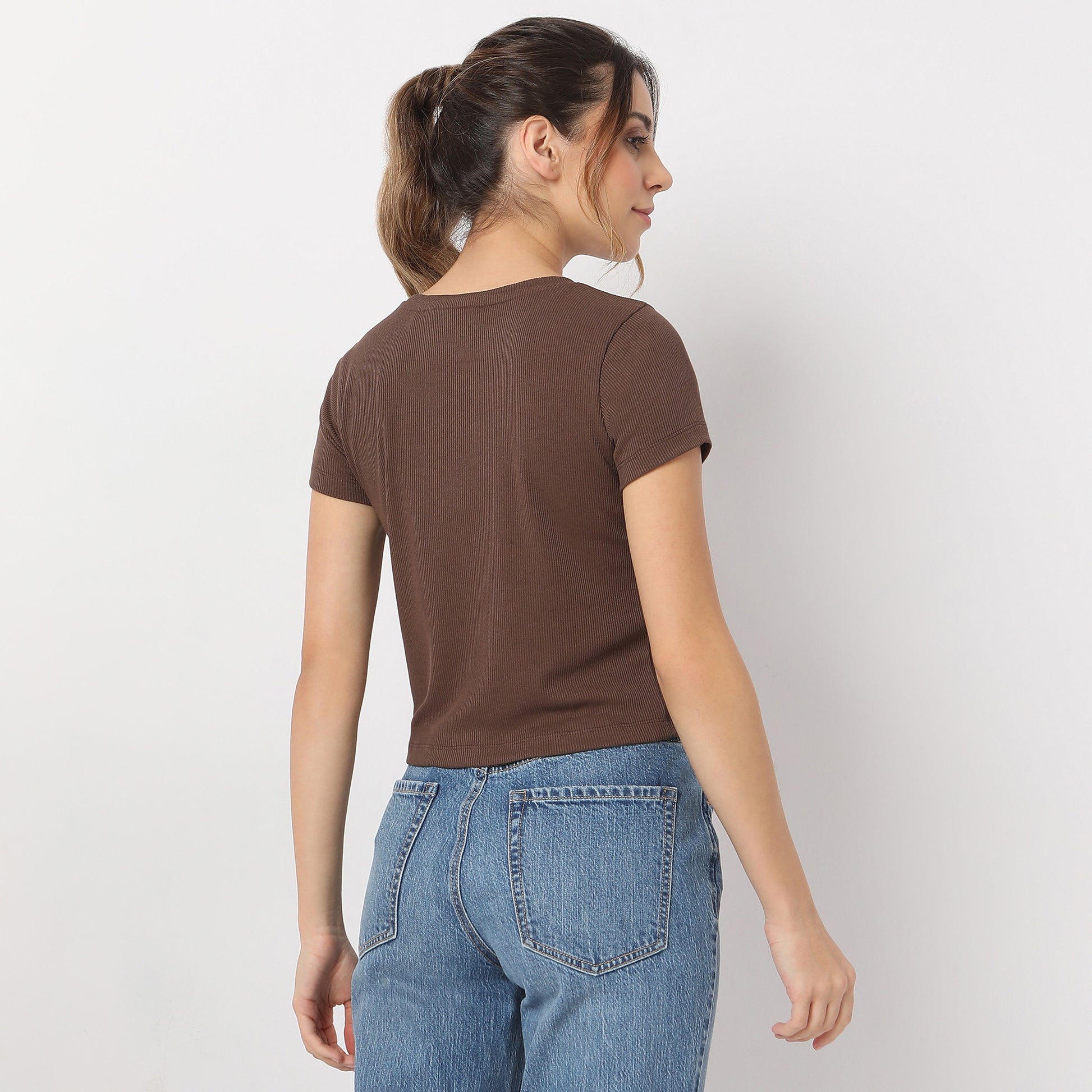 Buy Women Regular Fit Solid Short Sleeve T-Shirt  - Style Union