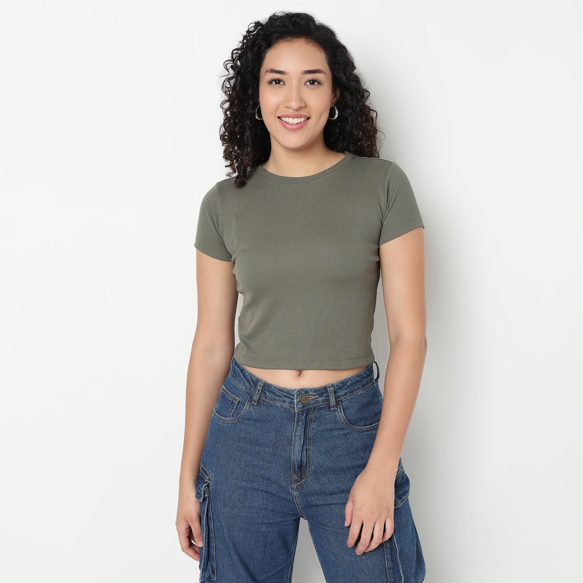 Buy Women Regular Fit Solid Short Sleeve T-Shirt  - Style Union