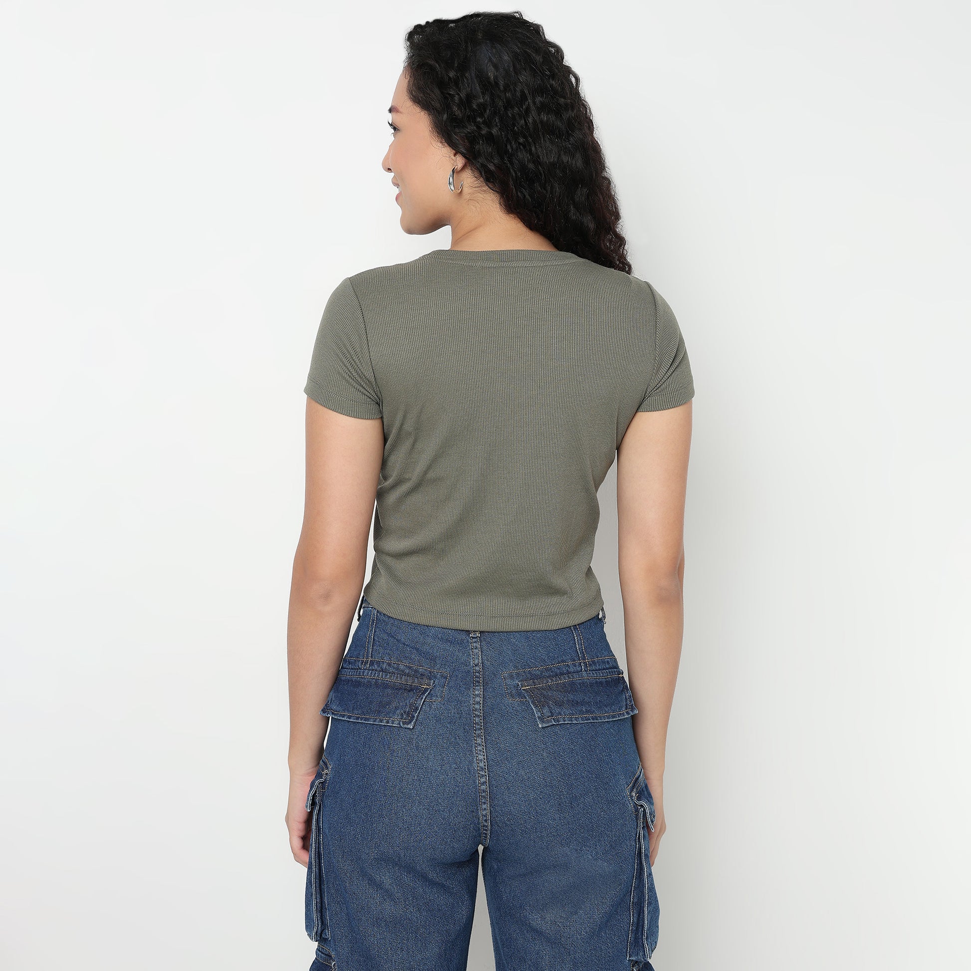 Buy Women Regular Fit Solid Short Sleeve T-Shirt  - Style Union