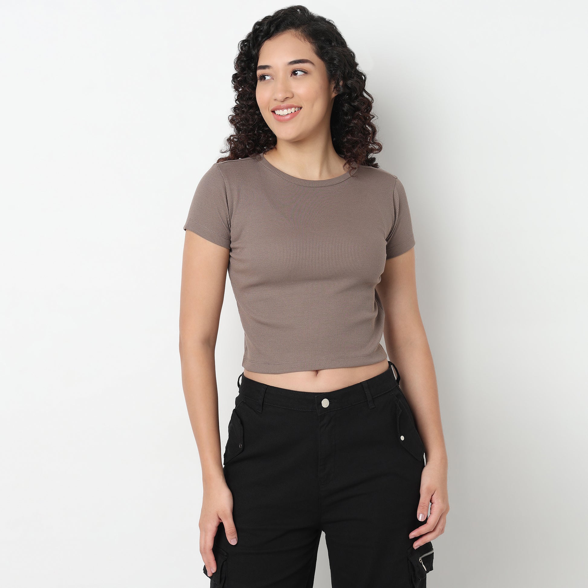 Buy Women Regular Fit Solid Short Sleeve T-Shirt  - Style Union
