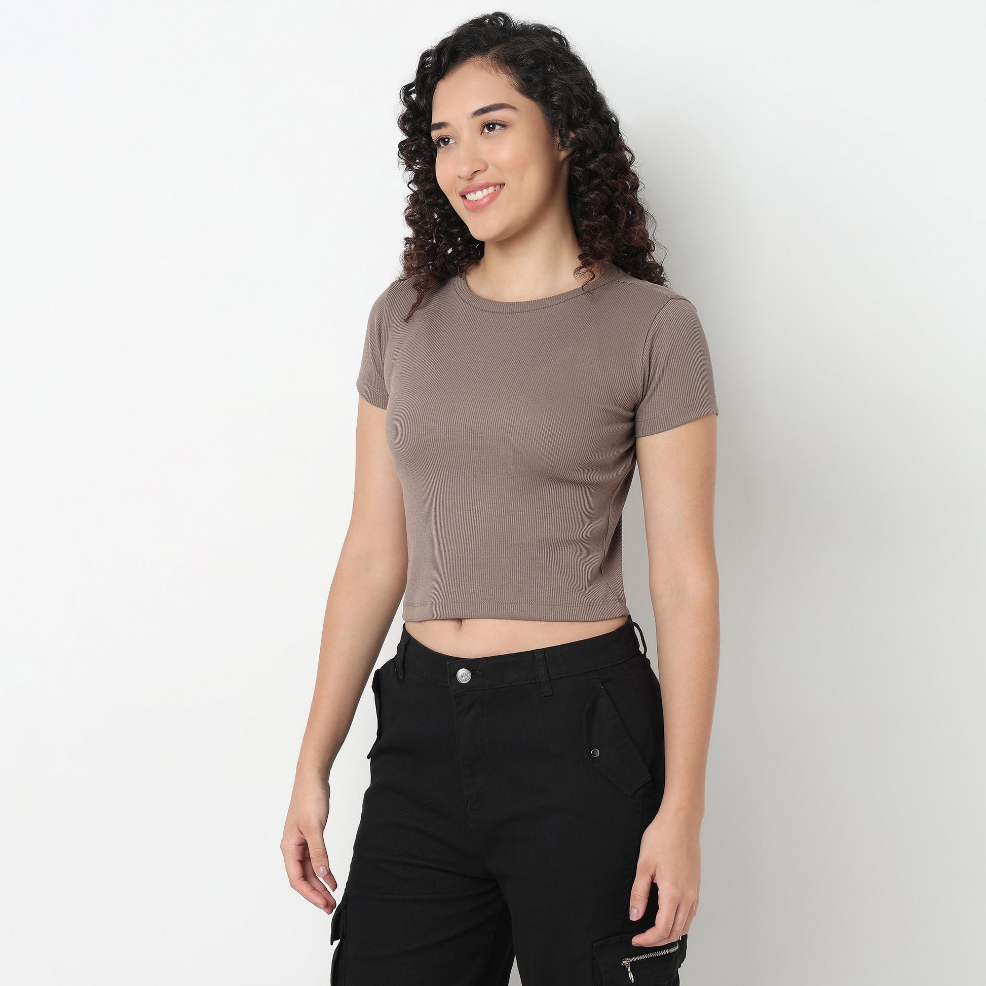 Buy Women Regular Fit Solid Short Sleeve T-Shirt  - Style Union