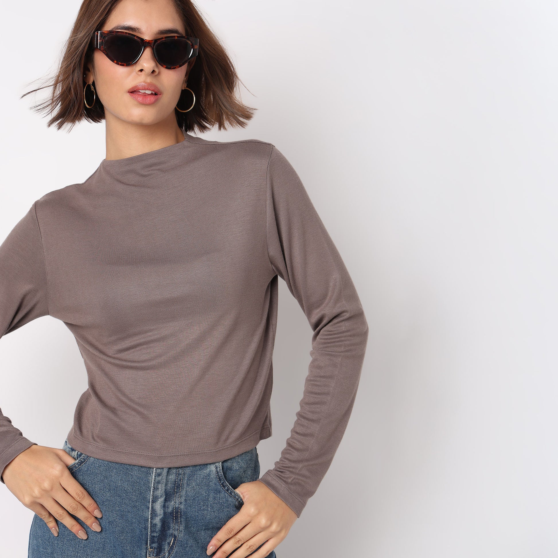 High Neck Full Sleeve Essential T-Shirt