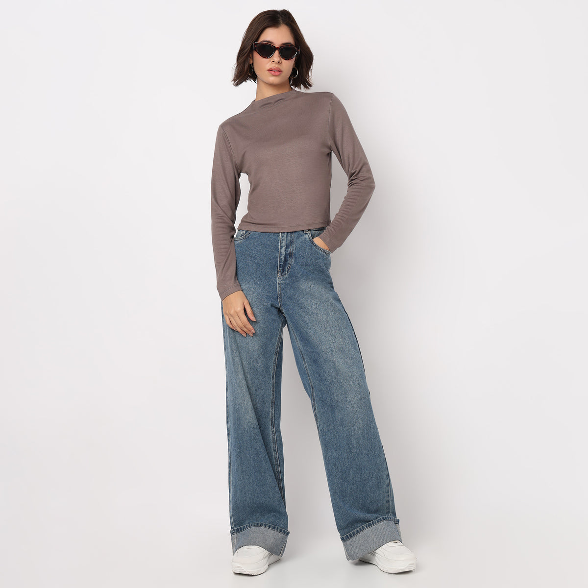 High Neck Full Sleeve Essential T-Shirt