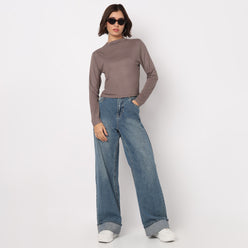 High Neck Full Sleeve Essential T-Shirt