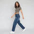 Knitted Striped Slim Fit Crop T-Shirt
