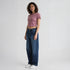 Knitted Striped Slim Fit Crop T-Shirt