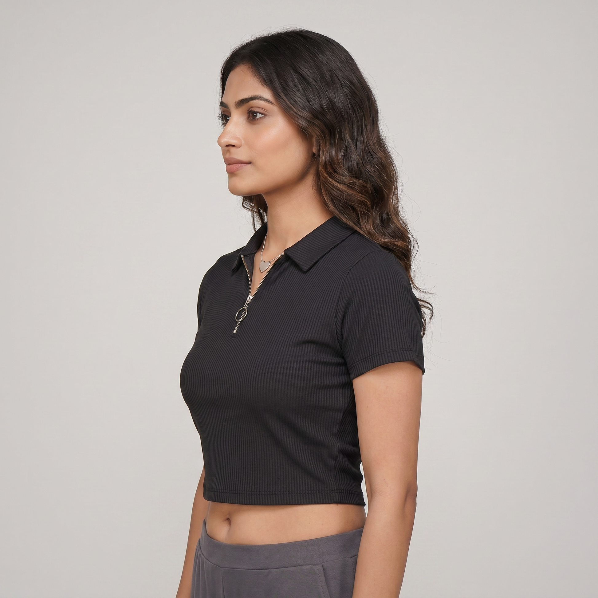 Cropped Slim Fit Polo T-Shirt