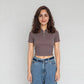 Polo Neck Cropped T-Shirt