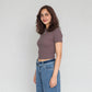 Polo Neck Cropped T-Shirt