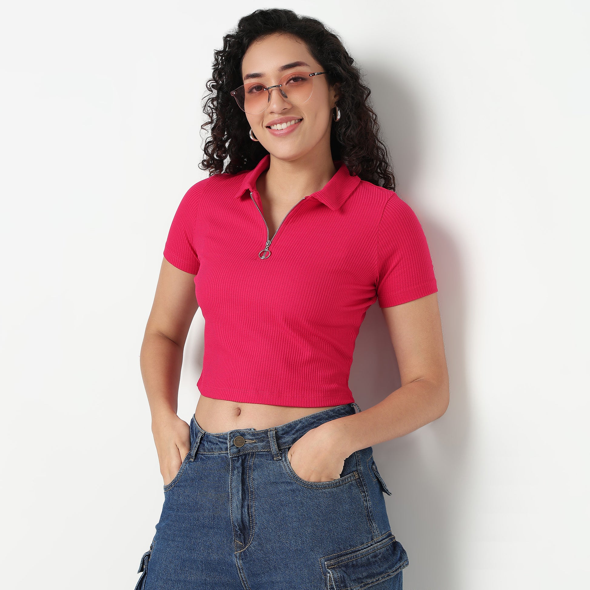 Buy Women Fitted Solid Short Sleeve T-Shirt  - Style Union