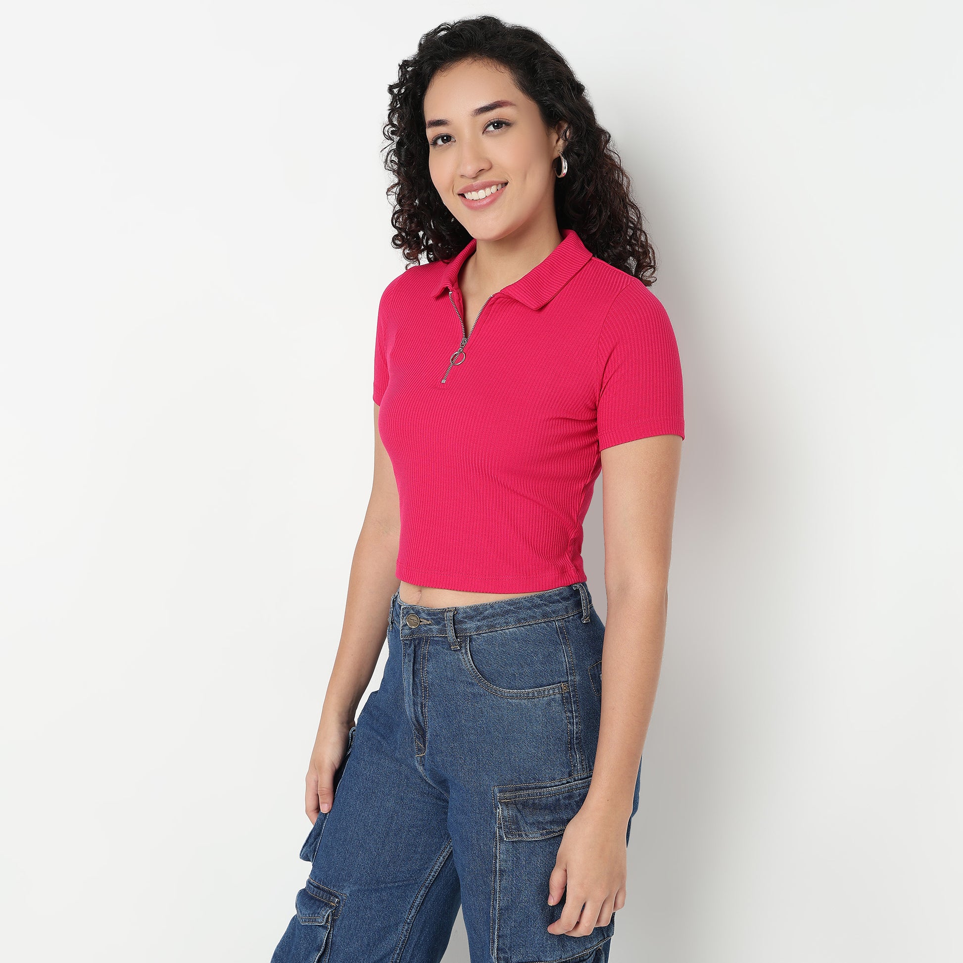 Buy Women Fitted Solid Short Sleeve T-Shirt  - Style Union