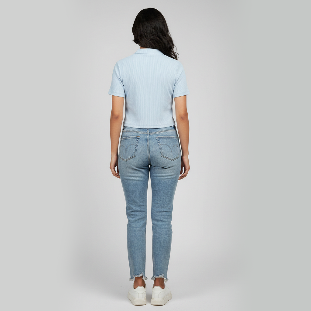 Polo Neck Cropped T-Shirt