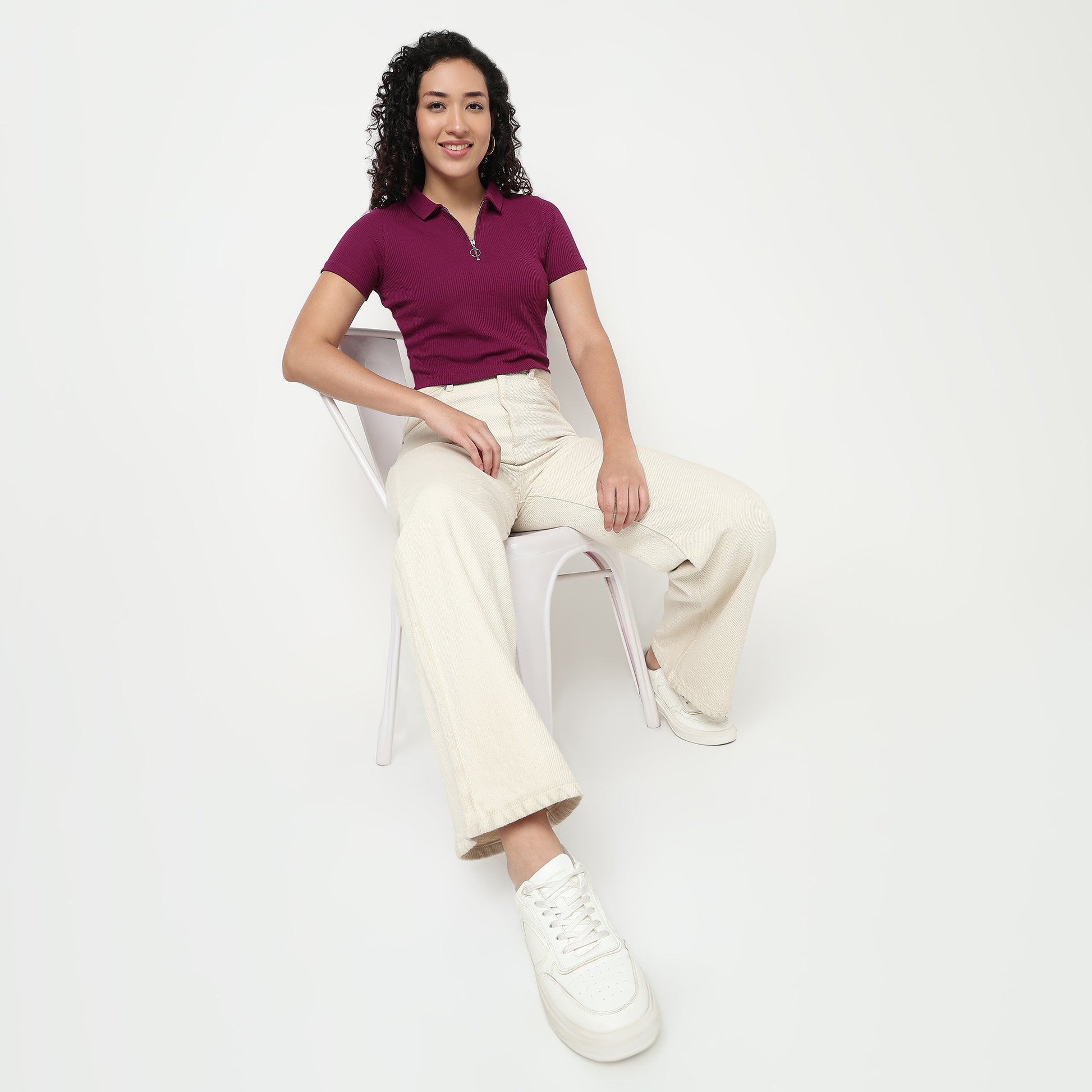 Buy Women Fitted Solid Short Sleeve T-Shirt  - Style Union