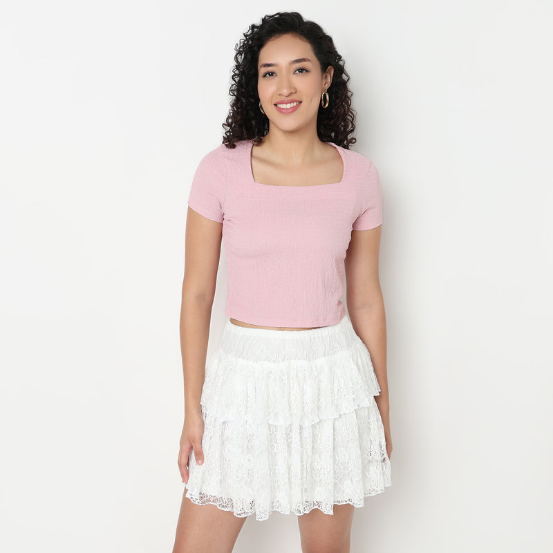 Buy Women Slim Fit Structured Short Sleeve T-Shirt  - Style Union