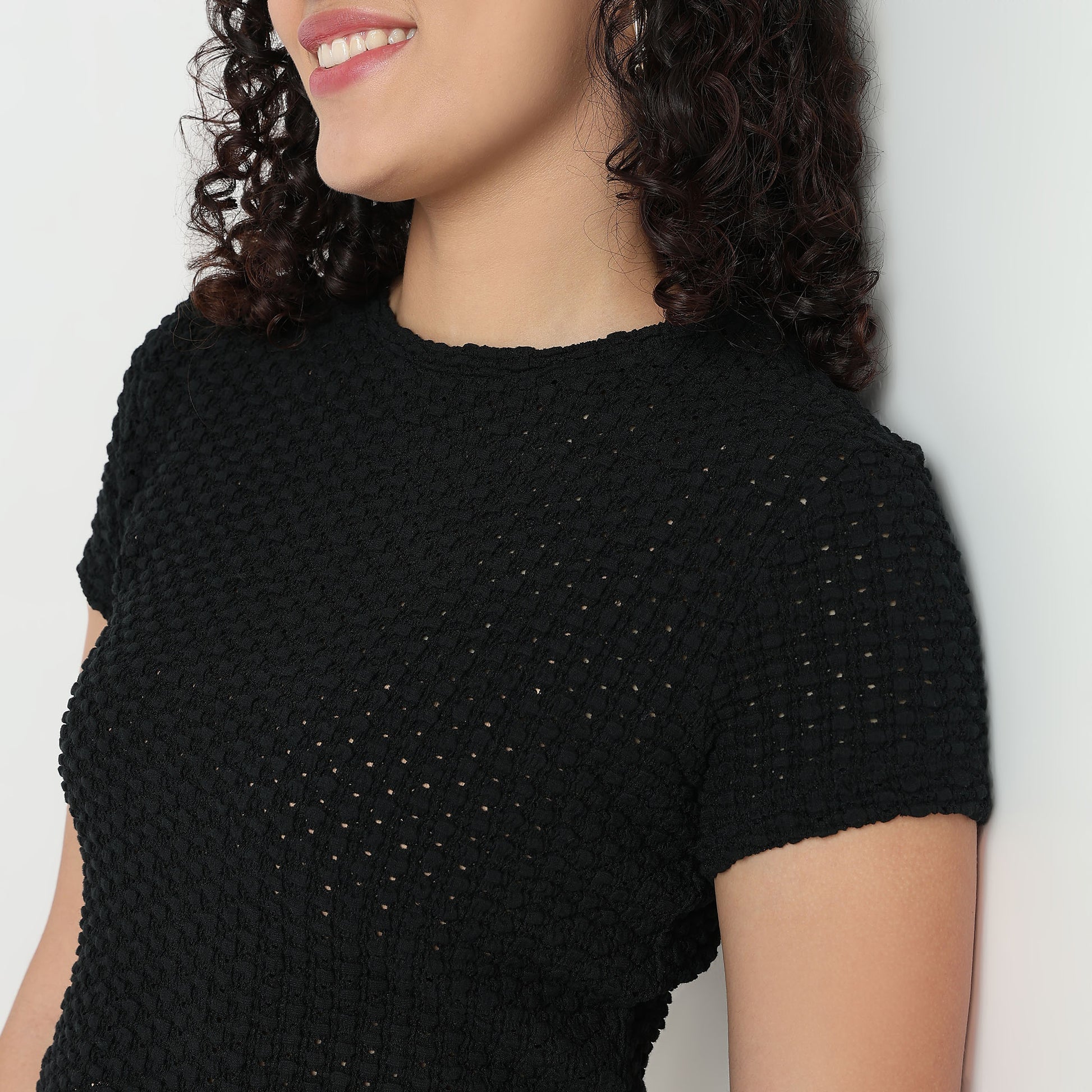 Buy Women Slim Fit Structured Short Sleeve T-Shirt  - Style Union