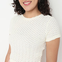 Buy Women Slim Fit Structured Short Sleeve T-Shirt  - Style Union