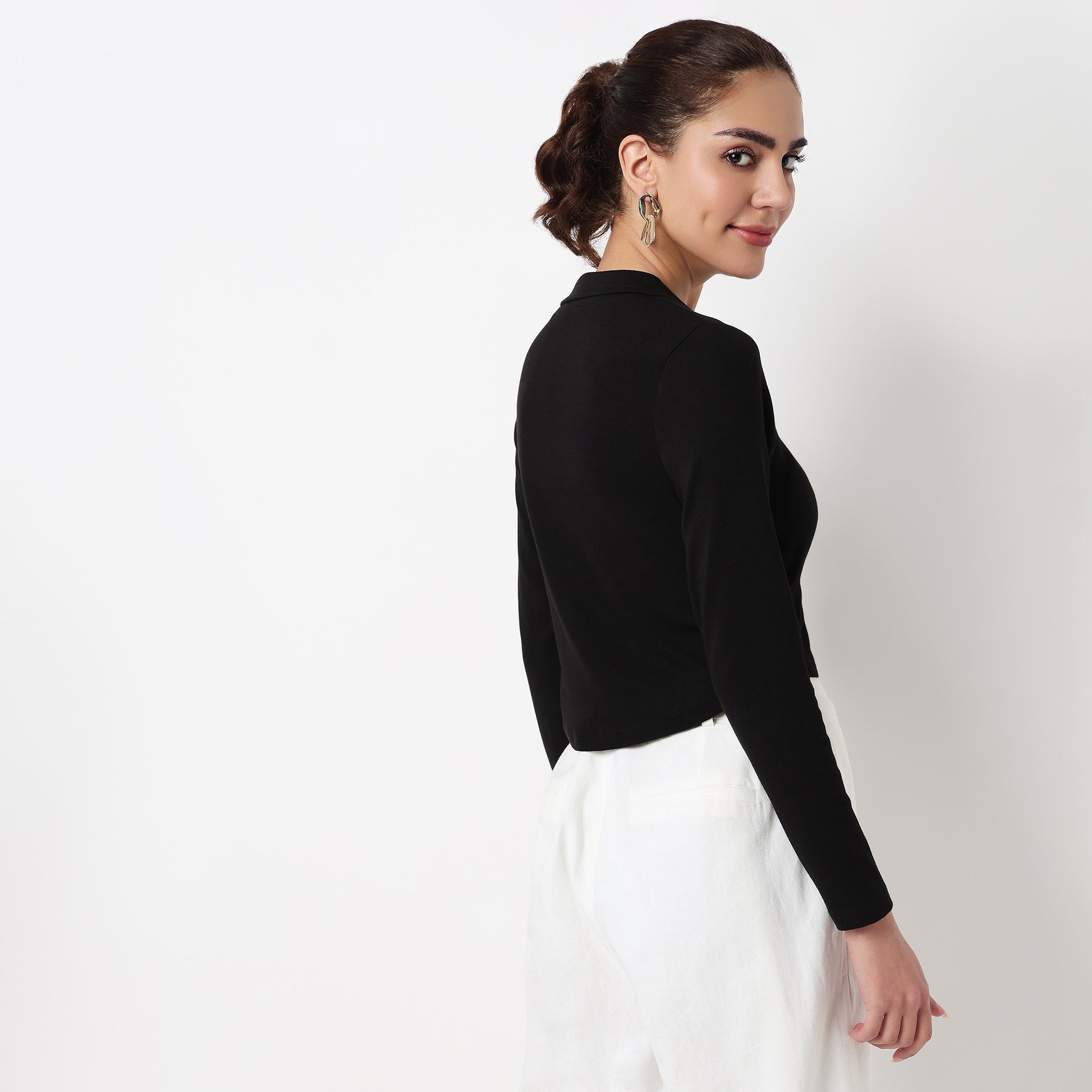 Polo Neck Crop T-Shirt