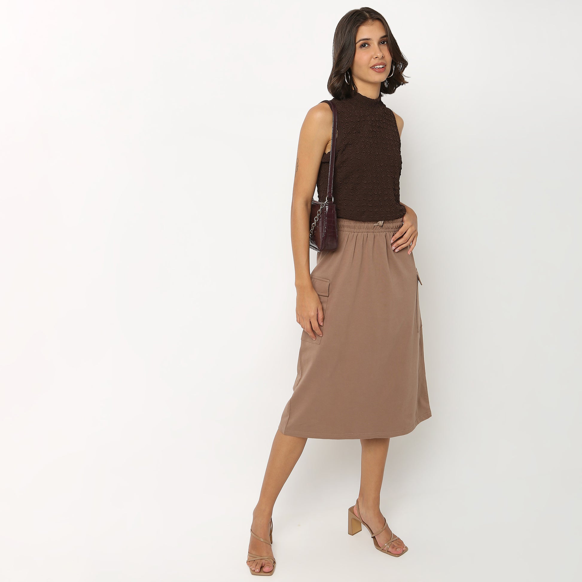 Polyester Spandex Structured Crop T-Shirt