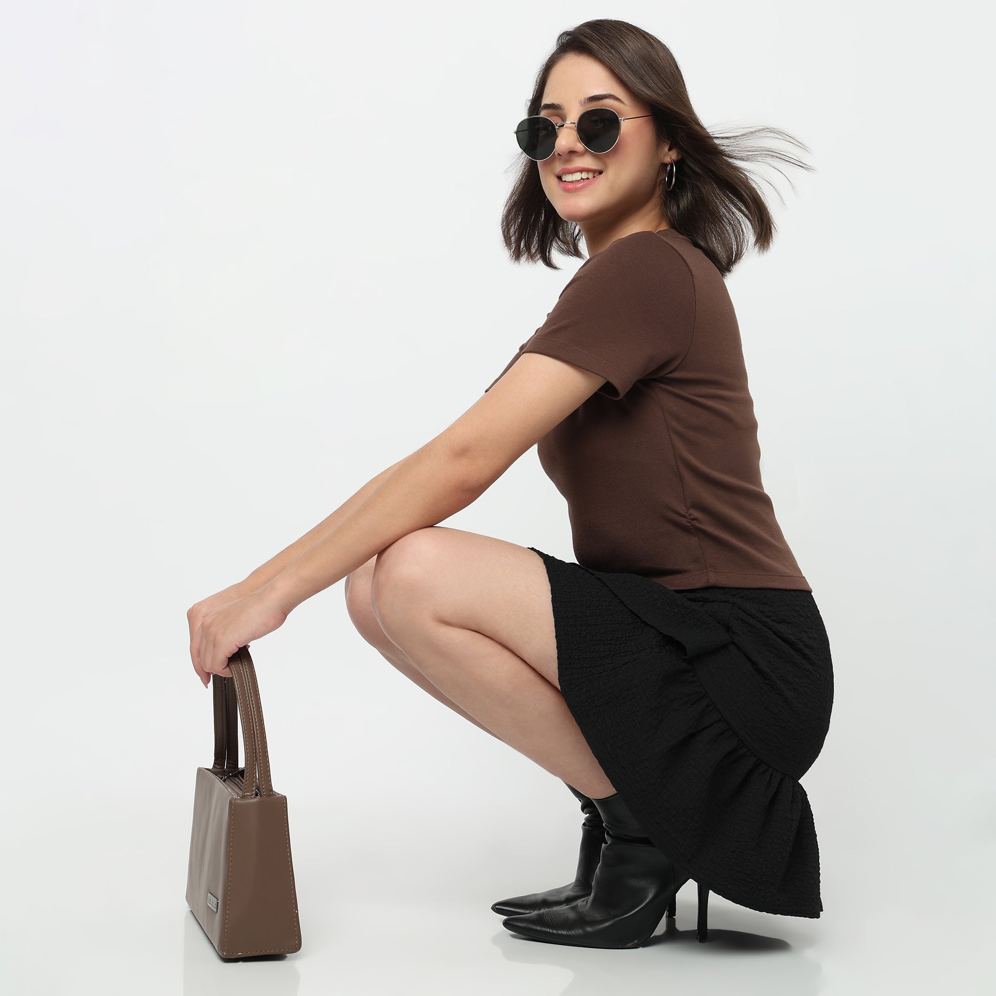 Cropped Side Ruched T-Shirt