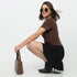 Cropped Side Ruched T-Shirt