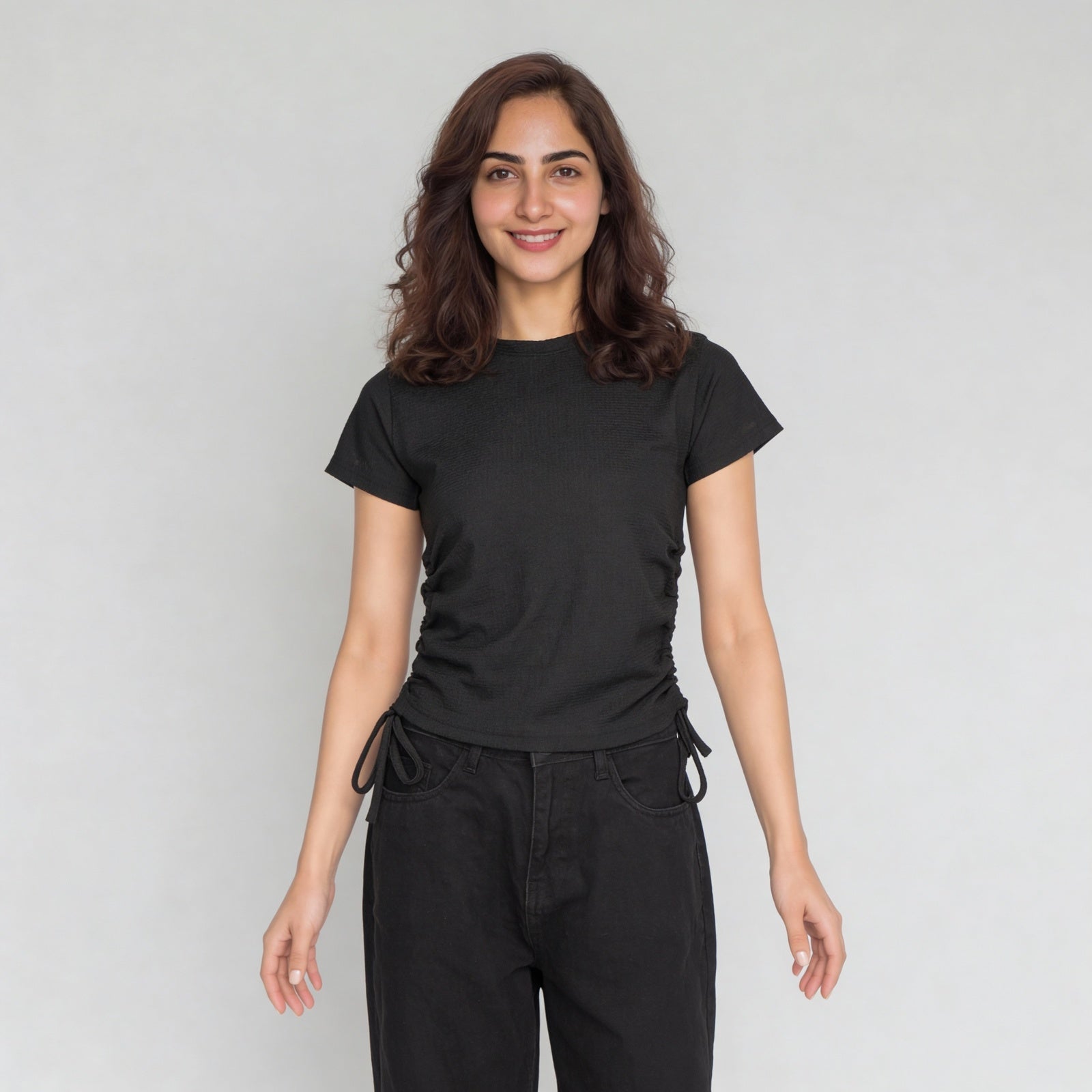 Polyester Spandex Solid Short Sleeve T-Shirt