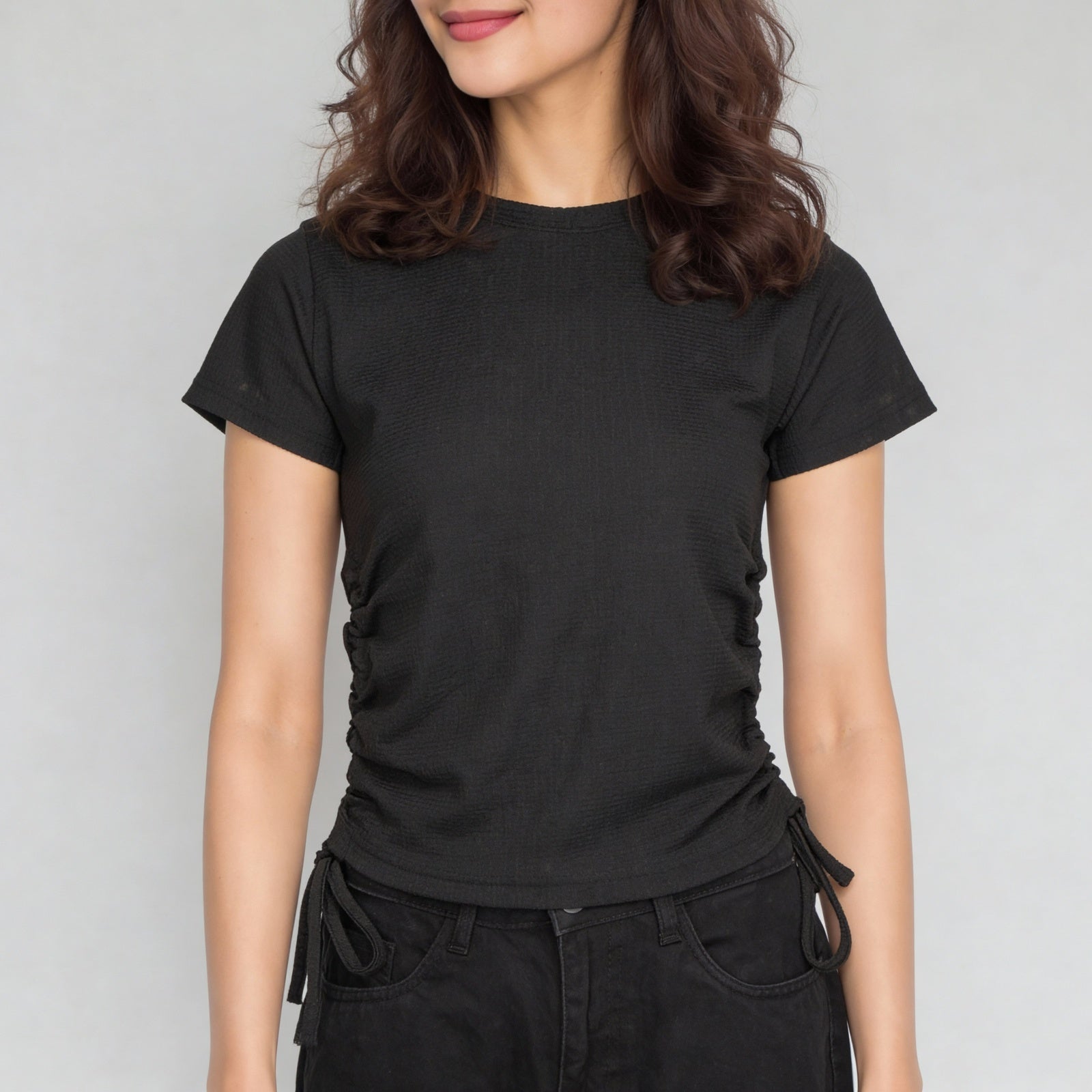 Polyester Spandex Solid Short Sleeve T-Shirt