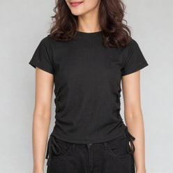 Polyester Spandex Solid Short Sleeve T-Shirt