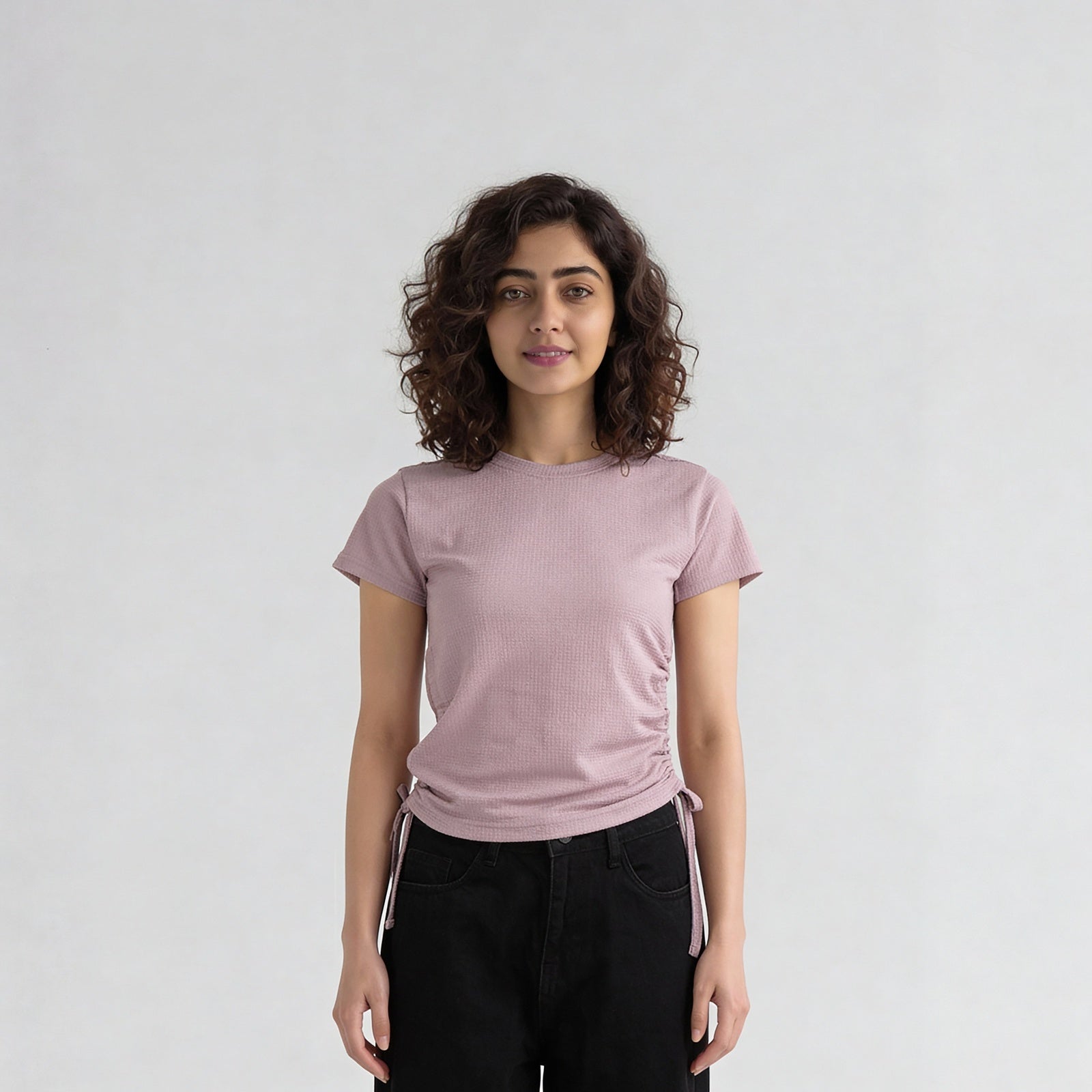 Polyester Spandex Solid Short Sleeve T-Shirt