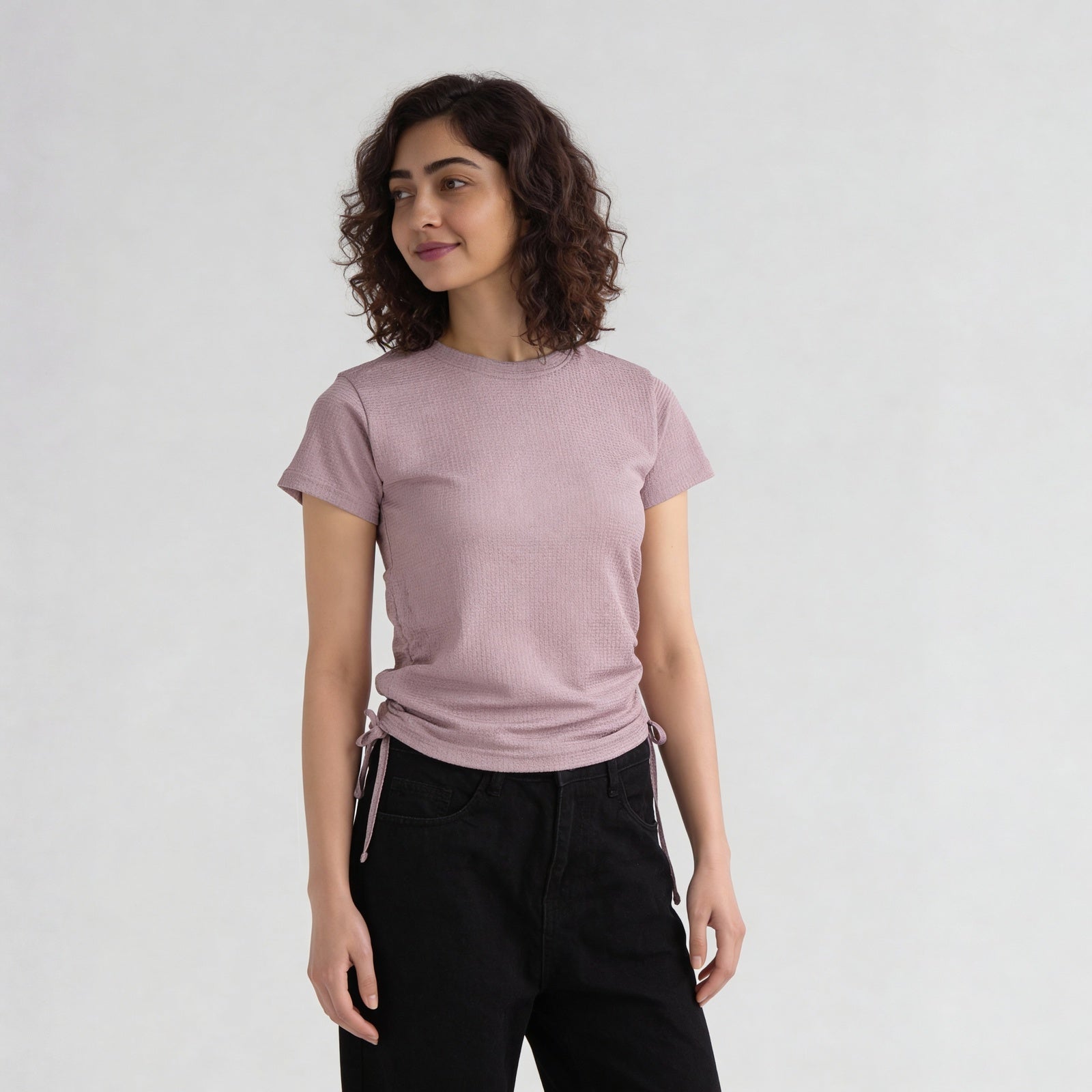 Polyester Spandex Solid Short Sleeve T-Shirt