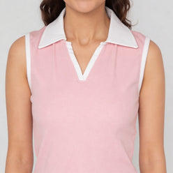 Solid Polo Neck Sleeveless Slim Fit T-Shirt