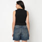 Mock Turtle Neck Cropped T-Shirt