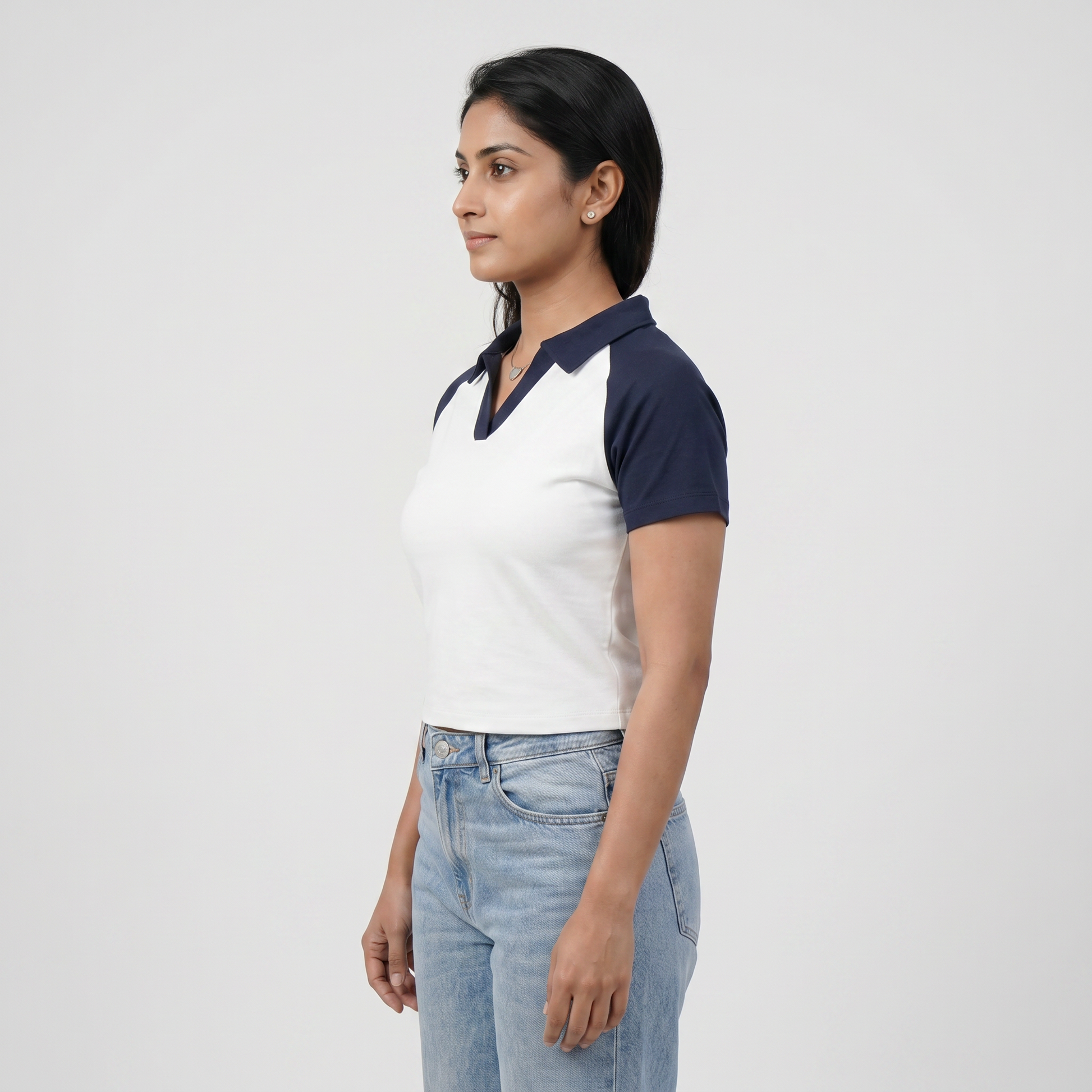 Solid Slim Fit Crop T-Shirt
