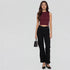 Knitted Solid Sleeveless Crop T-Shirt