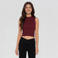 Knitted Solid Sleeveless Crop T-Shirt