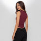 Knitted Solid Sleeveless Crop T-Shirt
