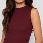 Knitted Solid Sleeveless Crop T-Shirt